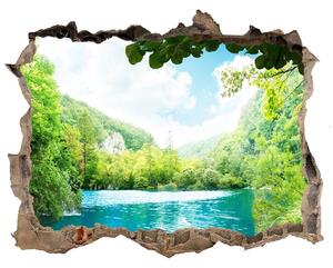 Díra 3D ve zdi nálepka Vodopád v lese nd-k-36234695
