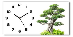 Vodorovné Sklenené hodiny na stenu tiché Strom bonsai