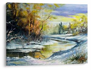 Obraz zimnej rieky, olejomaľba (70x50 cm)