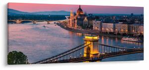 Obraz - Panorama mesta, Budapešť, Maďarsko (120x50 cm)