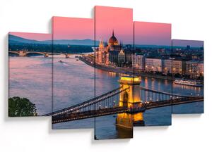 Obraz - Panorama mesta, Budapešť, Maďarsko (150x105 cm)