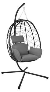 Gardlov 27652 Zavesené hojdacie kreslo s vankúšmi 185 cm, nosnosť až 150 kg, čierne