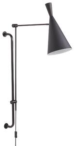 Nástenná lampa čierna oceľová 1 svetlo kužeľové tienidlo nastaviteľné rameno moderný industriálny štýl obývacia izba spálňa