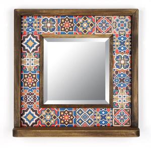 Nástenné zrkadlo 33x32,5 cm borovica/červená