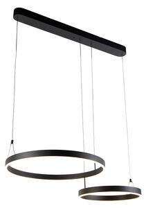 Závesné svietidlo čierne vrátane stmievateľného LED 2-svetlo s diaľkovým ovládaním Easy Lift - Esko
