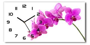 Vodorovné Sklenené hodiny na stenu Ružová orchidea