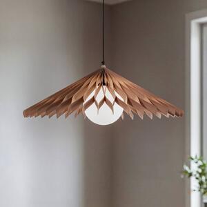 Závesná lampa Nature Sun glass XL, plochý kužeľ, Ø 69 cm, drevo