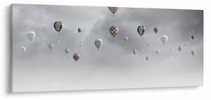 Obraz - Balóny nad tehlovou stenou (120x50 cm)