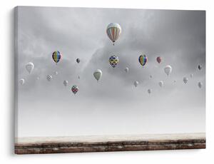 Obraz - Balóny nad tehlovou stenou (70x50 cm)