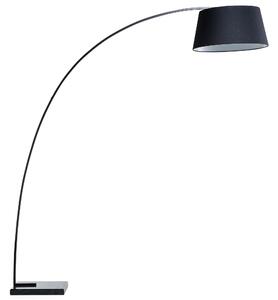 Stojaca lampa čierne látkové tienidlo kovový stojan 188 cm mramorová základňa dlhý kábel s vypínačom moderný dizajn