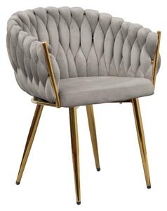 Kondela Jedálenské kreslo, sivohnedá Taupe Velvet látka/gold chróm zlatý, DEILA