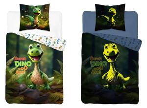 Bavlnené posteľné obliečky svietiace v tme - motív dinosaura 2 časti: 1ks 160x200 + 1ks 70x80