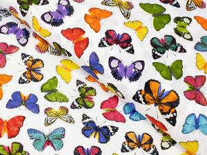 Biante Dekoračný obdĺžnikový obrus Leona LN-062 Farebné motýliky na bielom 50x100 cm