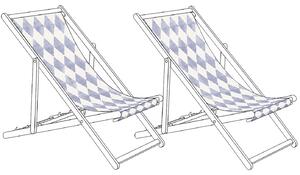 Sada 2 náhradných látkových poťahov na záhradné ležadlo sivá geometrický vzor polyester plážová stolička