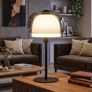 EGLO Stolová lampa Belomontejo, čierno-priehľadná, sklo, E27, Hliník / sivá / zinok, Obývacia izba / jedáleň, kov, Štýl mladých, Stojacie svietidlo