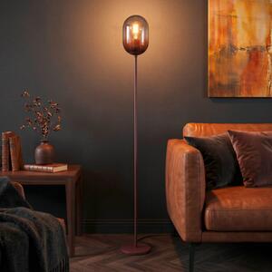 EGLO Stojacia lampa Lequile, hnedá, sklo, kov, výška 140 cm, Červená, Obývacia izba / jedáleň, Sklo, Stojaca lampa