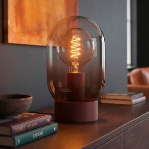 EGLO Stolová lampa Lequile, hnedá, sklo, kov, výška 25,7 cm, Červená, Obývacia izba / jedáleň, Sklo, Stojacie svietidlo