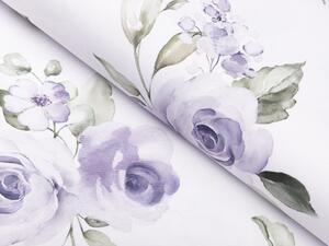 Biante Dekoračný záves TF-024 Fialové ruže na bielom 140x140 cm