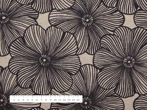 Biante Dekoračná obliečka na vankúš Leona LN-076 Čierne kvety na režnom 50 x 70 cm