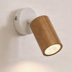 Luminex Nástenné svietidlo Nisse, biele, hĺbka 18 cm, 1-pl., drevo/kov, Biela / opálová, Obývacia izba / jedáleň, Drevo, Nástenné svietidlo