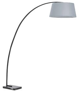 Stojaca lampa sivé látkové tienidlo kovový stojan 188 cm mramorová základňa dlhý kábel s vypínačom moderný dizajn
