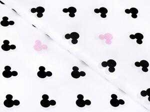 Detská bavlnená látka/plátno Sandra SA-080 Čierne a ružové myšky Mickey - šírka 160 cm