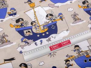 Biante Detské bavlnené posteľné obliečky do postieľky Sandra SA-022 Piráti na mori Do postieľky 90x120 a 40x60 cm