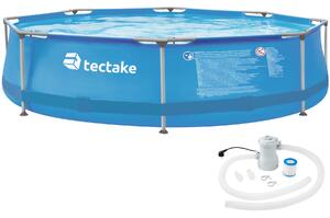 Tectake 402895 okrúhly bazén s oceľovým rámom a filtračným čerpadlom ø 300 x 76 cm - modrá