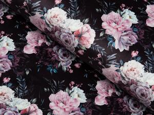 Biante Zamatová obliečka na vankúš Tamara TMR-011 Kvetiny na čiernom 30 x 50 cm