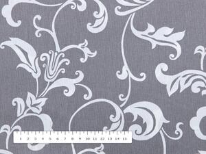 Bavlnená látka/plátno Sandra SA-183 Biele kvetované ornamenty na sivom - šírka 160 cm
