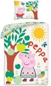 Bavlnené posteľné obliečky Prasiatko Peppa a jablká - 100% bavlna - 70 x 90 cm + 140 x 200 cm