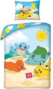 Bavlnené posteľné obliečky Pokémoni - motív Hano beach - 100% bavlna - 70 x 90 cm + 140 x 200 cm