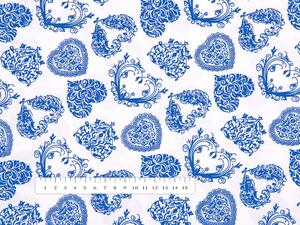 Biante Bavlnené prestieranie na stôl Sandra SA-157 Tmavo modré srdcia na bielom 30x40 cm