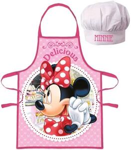 Detská / dievčenská zástera s kuchárskou čiapkou Minnie Mouse - Disney - motív Delicious - pre deti 3 - 8 rokov