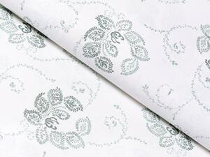 Biante Bavlnené posteľné obliečky Sandra SA-089 Zelené popínavé kvety na bielom Jednolôžko 140x200 a 70x90 cm