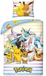 Bavlnené posteľné obliečky Pokémoni - motív Pikachu a Eevee - 100% bavlna - 70 x 90 cm + 140 x 200 cm