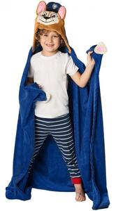 Detská / chlapčenská deka s kapucňou Tlapková patrola - Paw Patrol - motív Chase - Coral fleece 230 g/m² - 110 x 140 cm