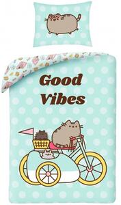 Bavlnené posteľné obliečky Pusheen - motív Good Vibes - 100% bavlna - 70 x 90 cm + 140 x 200 cm