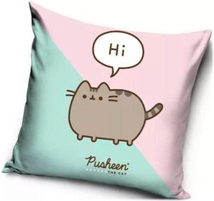 Dekoračný vankúš Mačička Pusheen - motív Hi - 40 x 40 cm