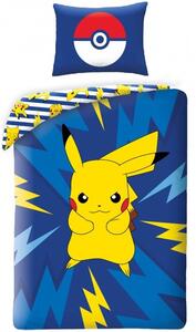 Bavlnené posteľné obliečky Pokémon Pikachu - motív Bleskový šok - 100% bavlna - 70 x 90 cm + 140 x 200 cm
