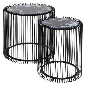 Wire 2 set príručných stolíkov čierny Ø44 cm
