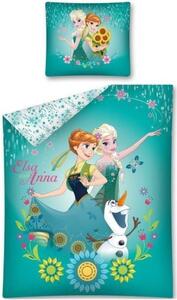 Bavlnené posteľné obliečky Ľadové kráľovstvo - Frozen - motív Elsa & Anna - 100% bavlna - 70 x 90 cm + 140 x 200 cm