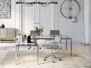 Lorenco rohový písací stôl 210x180 cm, sklo/chróm