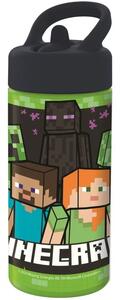 Športová fľaša na pitie Minecraft so slamkou a nekvapkajúcim (anti-drip) uzáverom - objem 410 ml