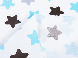 Biante Detský bavlnený záves Sandra SA-224 Modro-sivo-čierne hviezdičky na bielom 150x140 cm