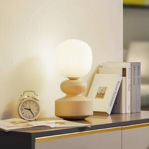 Lucande stolová lampa Fidelo, biela/žltá, 38 cm, sklo, keramika