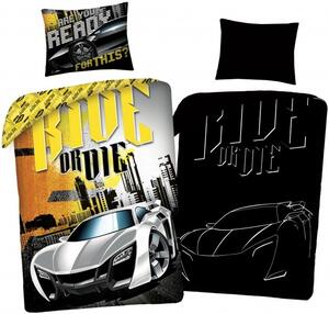 Bavlnené posteľné obliečky Rýchlo a zbesilo - Fast & Furious - so svietiacim efektom - 100% bavlna - 70 x 90 cm + 140 x 200 cm