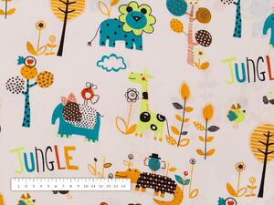 Biante Detská bavlnená obliečka na vankúš Sandra SA-008 Tyrkysové a oranžové zvieratká z džungle 35 x 45 cm