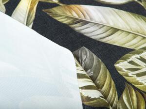 Biante Zamatový behúň na stôl Tamara TMR-010 Zlaté tropické listy na zelenom 20x140 cm