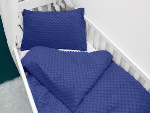 Biante Detské posteľné obliečky do postieľky Minky 3D bodky MKP-023 Tmavo modré Do postieľky 90x140 a 40x60 cm